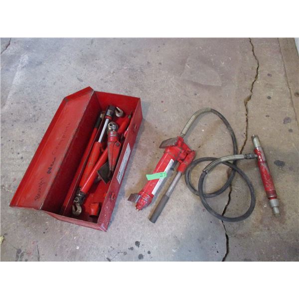 Body work hydraulic jack with metal box, complete