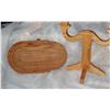 Image 2 : Wood candle stick + unusual folding basket