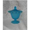 Image 1 : Frosted blue pedestal candy dish vintage