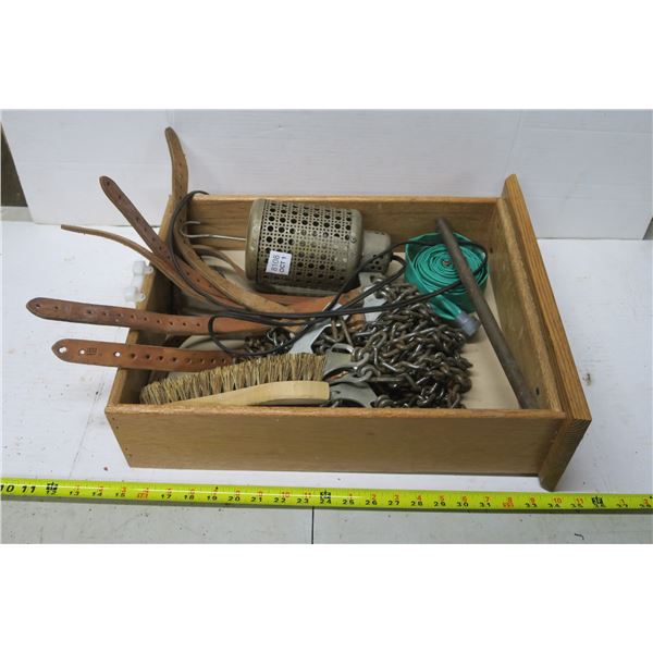 Assorted Lot of Misc. - Tire Chains Set, Working Antique Heat Lamp, etc.