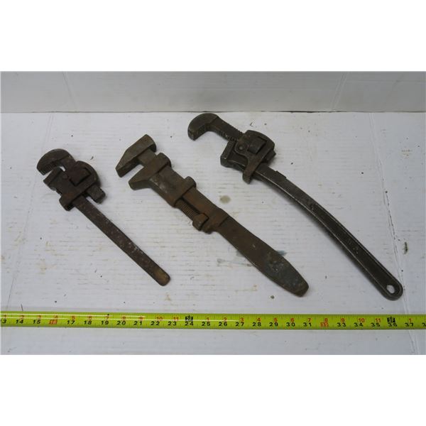 3 Vintage Pipe Wrenches