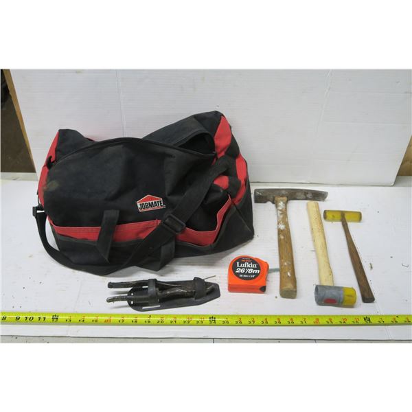3 Hammers, Pliers & Tool Bag