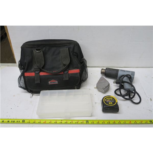 Heat Gun, 2 Tape Measures & Tool Ba