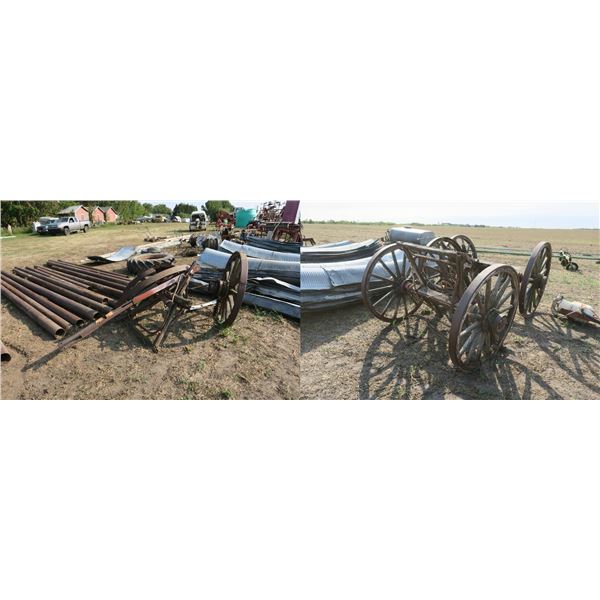Lot of Wagon Wheel parts & Axles - 42 & 48" Wheels