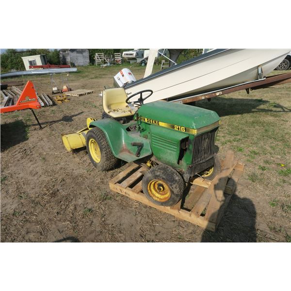John Deere 216 Tractor w/ 40" Rototiller & 4ft. Mower - Not Siezed, Sold As Is