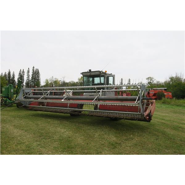 Massey 885 SP Swather 25ft. - 39415hrs. - Runs & Drives, Sold As Is