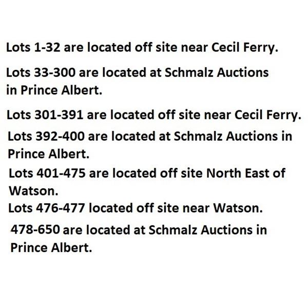 Item location map. Please check description on lots for changes.