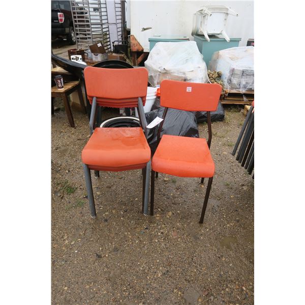 5 Plastic Seat Orange Chairs