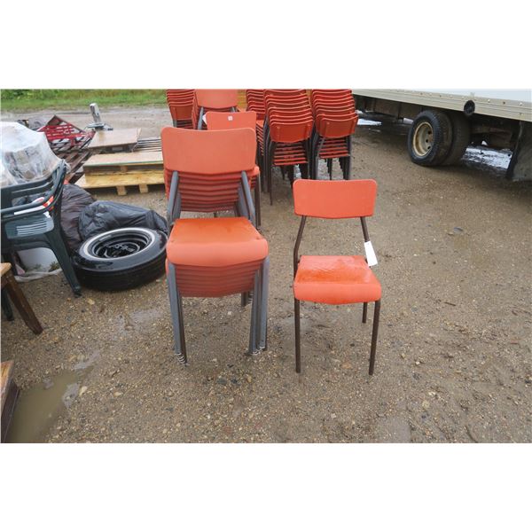 10 Plastic Seat Orange Chairs