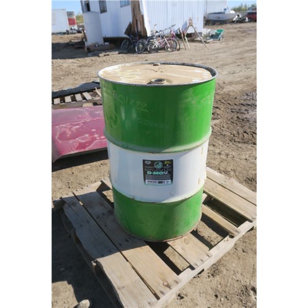 Barrel of D-MO SL 0w40 Synthetic Oil - Approx. 1/3rd Full