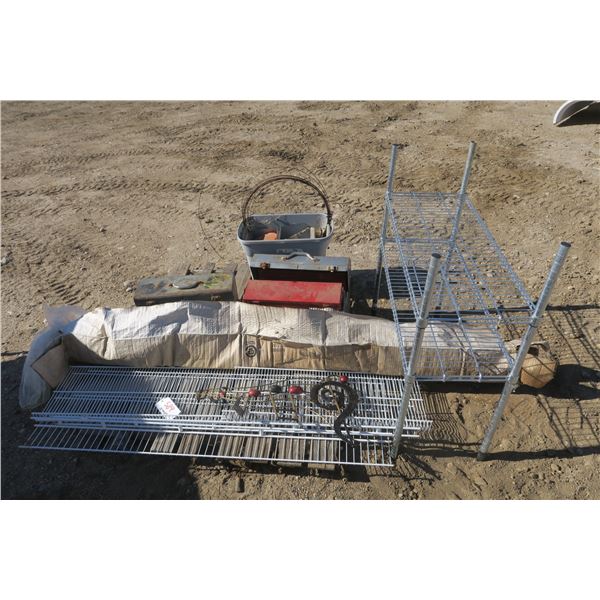 Pallet of Toolboxes, Racks/Shelving, etc.