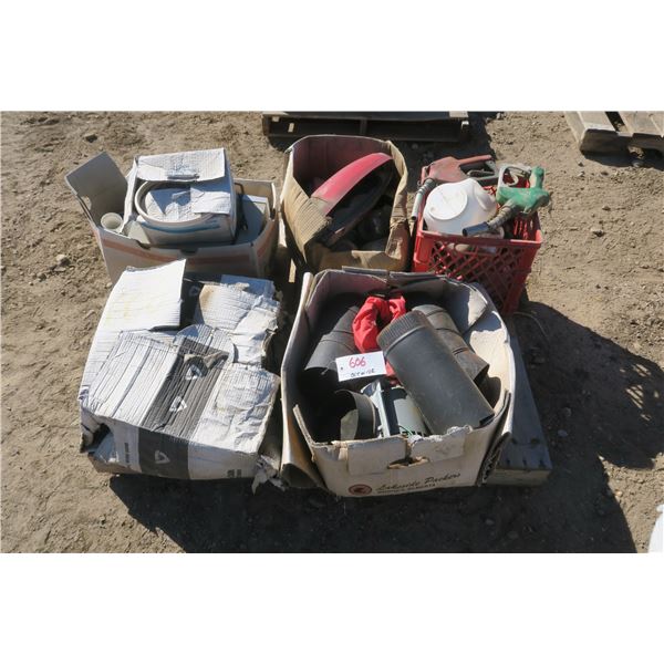 Pallet of Stove Pipes, Gas Nozzles, Coax Wire