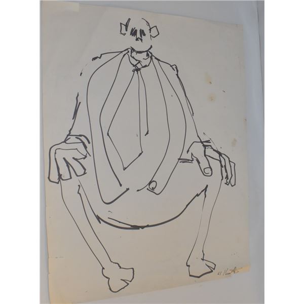 1960S ARTIST SIGNED SKETCH FINE ART ORIGINAL