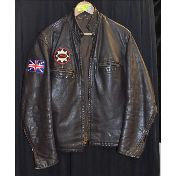 VINTAGE MOTORCYCLE JACKET W BSA AND BRIT PATCHES