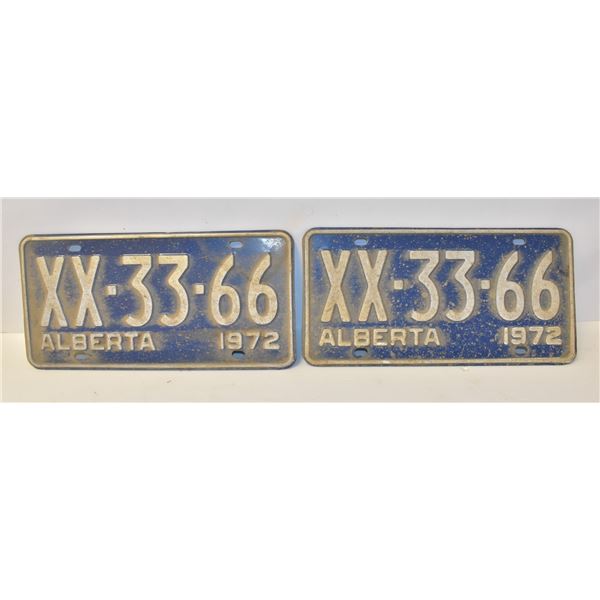 PAIR 1972 ALBERTA LICENSE PLATES