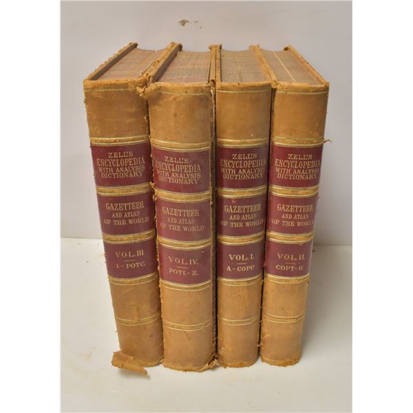 1888 LEATHER BOUND ENCYCLOPEDIA SET OF 4 LARGE