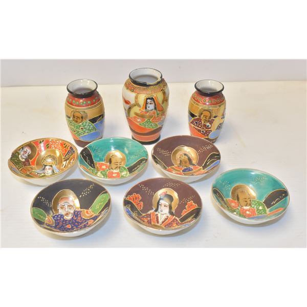 COLLECTION HAND PAINTED JAPANESE BOWLS &