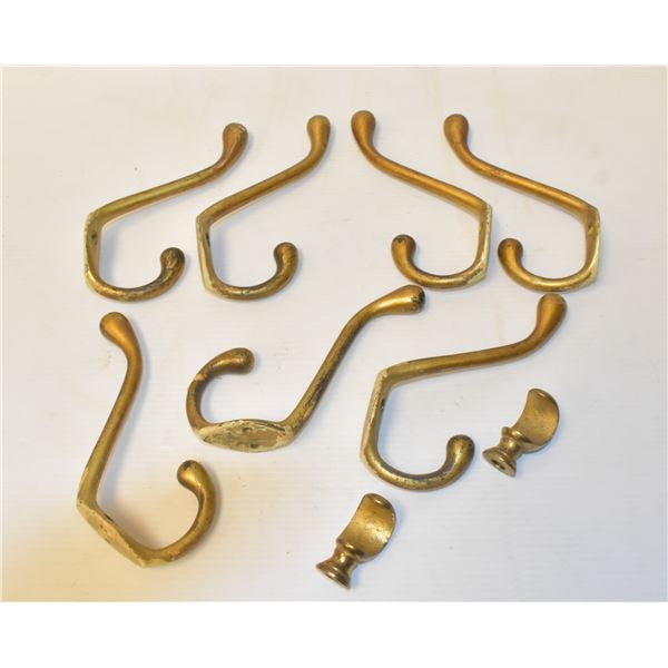 LOT OF ASSORTED ANTIQUE BRASS HOOKS