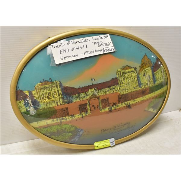 1919 CONVEX HAND PAINTED VERSAILLES WW1 GLASS