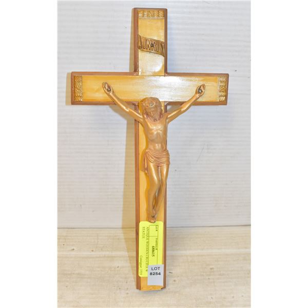 ANTIQUE WOODEN CRUCIFIX W STATUE