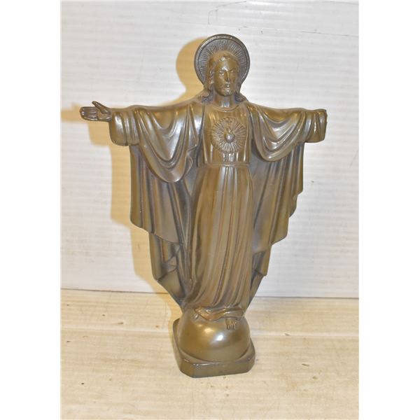 ANTIQUE PEWTER JESUS STATUE