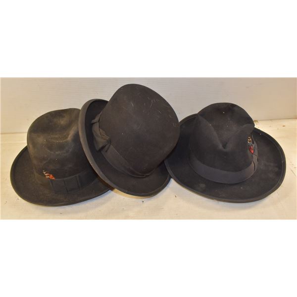 LOT OF 3 ANTIQUE MENS DRESS HATS