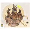 Image 1 : 1900S BACK LIT CAST SHIP LAMP W GLASS