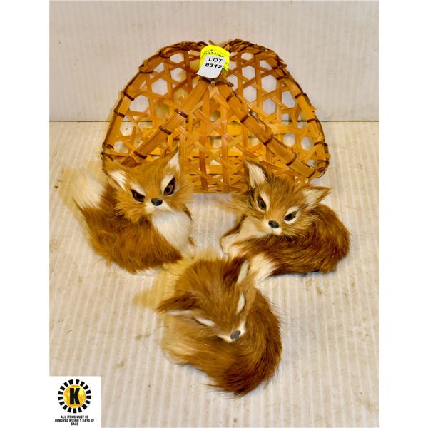 3 REAL FUR ANIMAL FIGURES