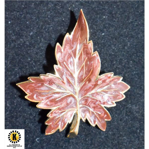 GOLD TONE LEAF BROOCH