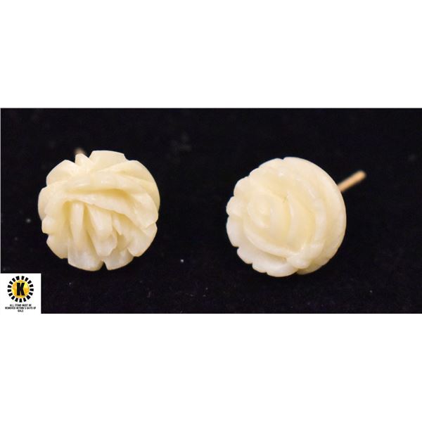 CARVED WHITE ROSE EARRINGS