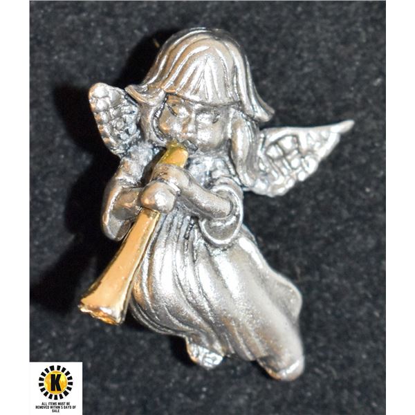 VINTAGE ANGEL W TRUMPET PIN