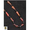 Image 1 : BLACK AND ORANGE GLASS BEADED NECKLACE