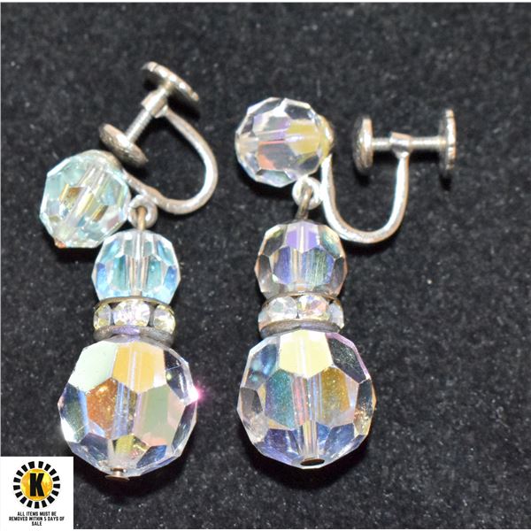 FANCY IRIDESCENT CRYSTAL DROP EARRINGS