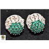 Image 1 : 925 SILVER W GREEN STONE CLIP EARRINGS