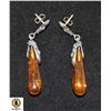 PAIR AMBER POLISHED DROP EARRINGS