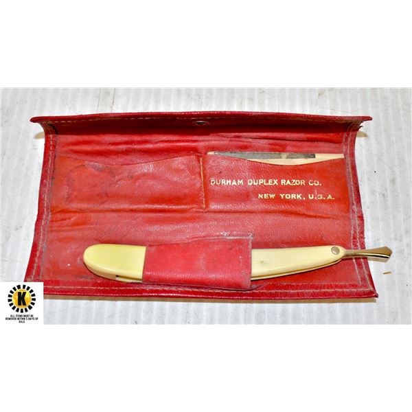 ANTIQUE BARBERS STRAIGHT RAZOR KIT FOR
