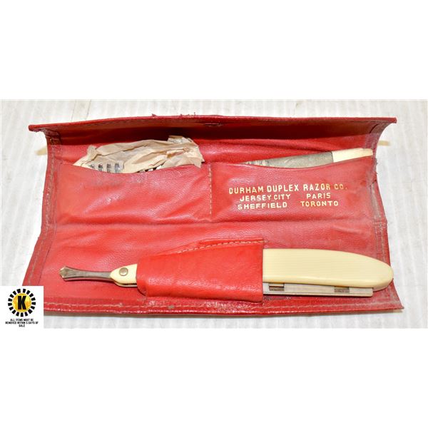 ANTIQUE BARBERS STRAIGHT RAZOR KIT FOR