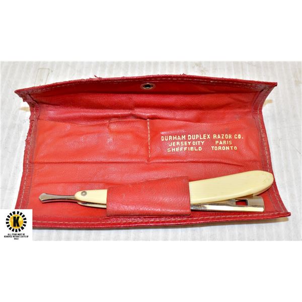 ANTIQUE BARBERS STRAIGHT RAZOR KIT FOR