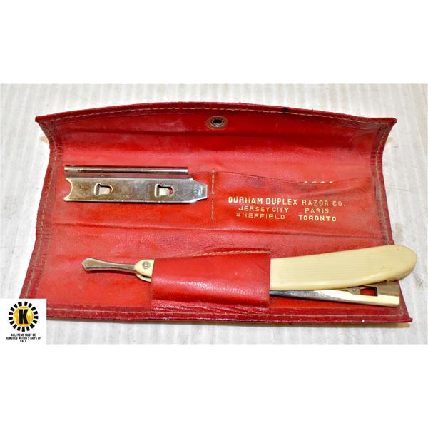 ANTIQUE BARBERS STRAIGHT RAZOR KIT FOR