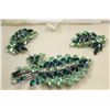 Image 1 : ANTIQUE SHERMAN GREEN BROOCH AND EARRINGS W BOX
