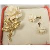 Image 1 : ANTIQUE CARVED ROSE BROOCH AND EARRINGS SET