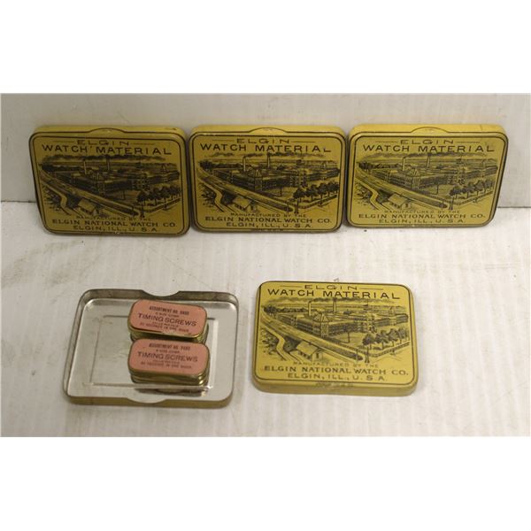 LOT OF 4 ANTIQUE ELGIN WATCH TINS