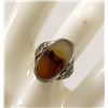 Image 1 : STERLING SILVER RING W AGATE STONE