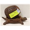 Image 1 : ANTIQUE IRON TURTLE INCENSE BURNER