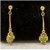 Image 1 : GOLD TONE EARRINGS W GREEN STONES