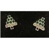 Image 1 : CHRISTMAS EARRINGS W GREEN & CLEAR STONE