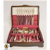 Image 1 : WOODEN CUTLERY CASE W/ ASSORTED SILVER PLATED