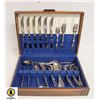 Image 1 : WOODEN CUTLERY CASE W/ ASSORTED SILVER PLATED