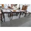Image 1 : Marble Inlay Carved Mahogany 6 Pc. Table Set