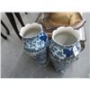 Image 2 : 2-Blue Oriental Painted Vases - 2 X $